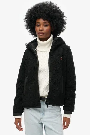 Superdry Damen Trekkerjacke aus Teddyfell mit Kapuze