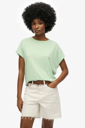 Superdry Damen Locker Geschnittenes Studios T-shirt
