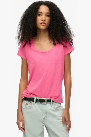 Superdry Damen Studios T-shirt mit Tiefem Ausschnitt
