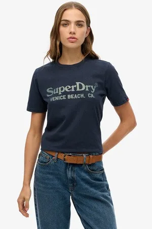 Superdry Damen Locker Geschnittenes Venue Metallic T-shirt