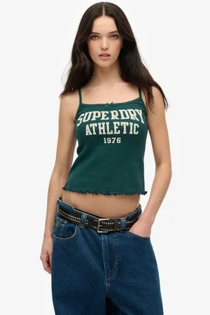 Superdry Damen Athletic Essentials Pointelle-trägertop mit Grafik