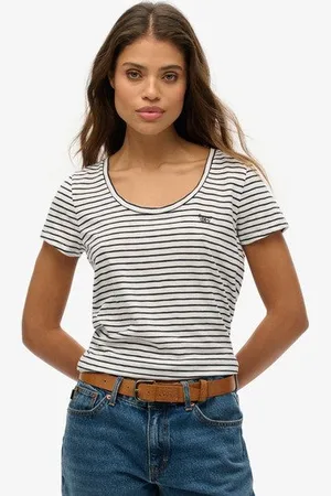 Superdry Damen Studios T-shirt mit Tiefem Ausschnitt