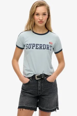 Superdry Damen Athletic Essential T-shirt mit Streifen