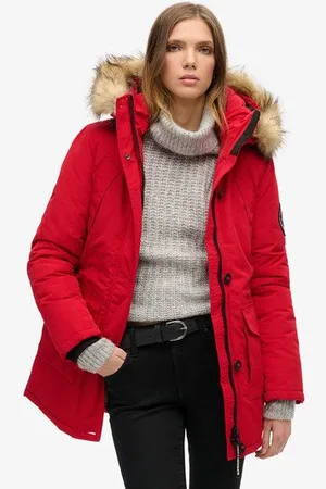 Superdry Damen Everest Parka mit Kunstfellkapuze