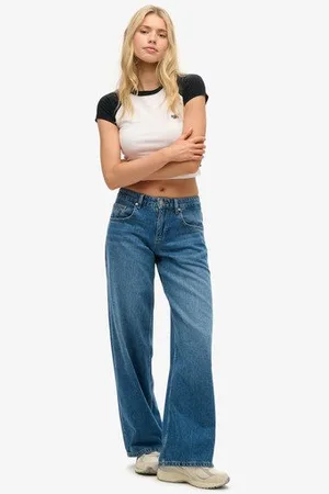 Superdry Damen Kultige Baggy Jeans mit Mittlerer Leibhöhe