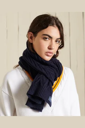 Superdry Damen Luxuriöser Schal mit Zopfmuster