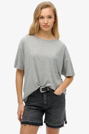 Superdry Damen Studio T-shirt mit überschnittenen Schultern