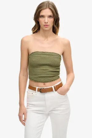 Superdry Damen Gesmoktes Bandeau-oberteil