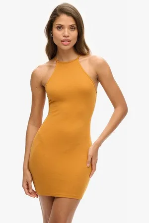 Superdry Damen Jersey-minikleid mit Trägern und Ringerrücken