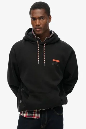 Superdry Herren Locker Geschnittenes Utility Sport Hoodie mit Logo