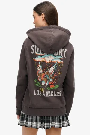 Superdry Damen Tattoo Kapuzenjacke mit Strassbesatz