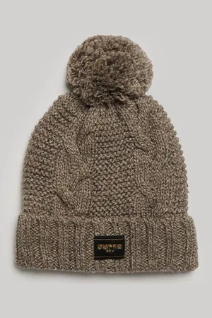 Superdry Damen Strickmütze mit Zopfmuster