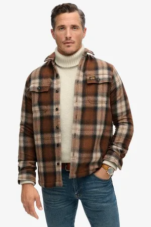 Superdry Herren Karierte Hemdjacke aus Wolle mit Fleecefutter