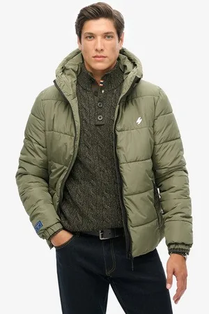 Superdry Herren Sports Steppjacke mit Kapuze