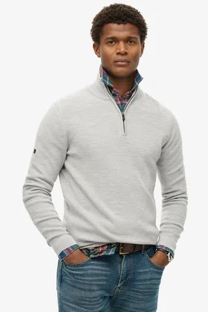 Superdry Herren Merino-pullover mit Halblangem Reißverschluss
