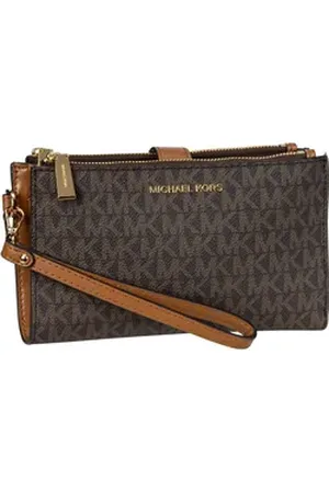 Michael Kors Jet Set Double Zip MK SIG in Brown (0.7 Liter), Abendtasche & Clutch