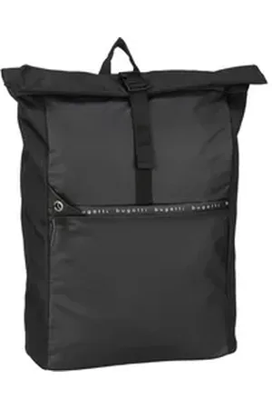 Bugatti Blanc DeLight Backpack with Rolltop in Schwarz (17.3 Liter), Rolltop Rucksack