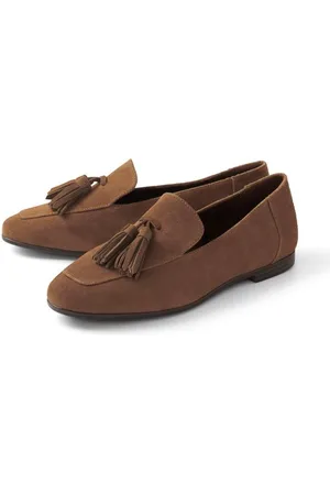 Tchibo Loafer aus Veloursleder - Damen - Gr. 37 - cognac