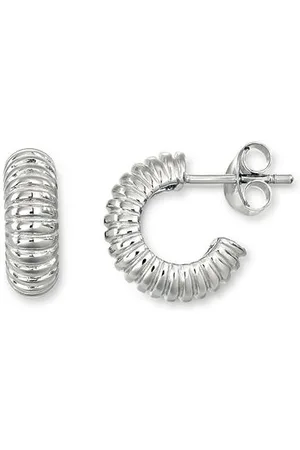 Tchibo 925 Silber Creolen Ribbed - silber