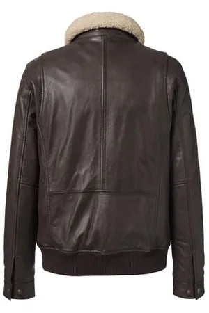 Tchibo Lederjacke im Aviator-Style - Herren - Gr. M - dunkelbraun