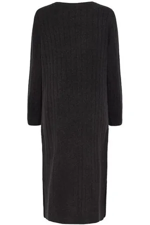 Tchibo Geripptes Strickkleid - Damen - Gr. XS - dunkelgrau