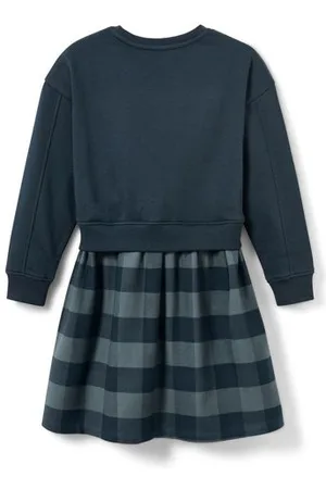 Tchibo Kinder-Sweatkleid - Mädchen - Gr. 158/164 - dunkelblau/kariert