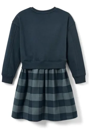 Tchibo Kinder-Sweatkleid - Mädchen - Gr. 134/140 - dunkelblau/kariert