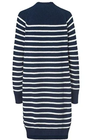 Tchibo Gestreiftes Strickkleid mit Knopfdetail - Damen - Gr. M - dunkelblau/gestreift