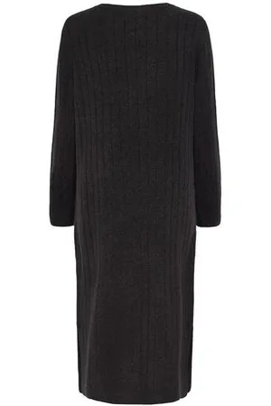 Tchibo Geripptes Strickkleid - Damen - Gr. L - dunkelgrau
