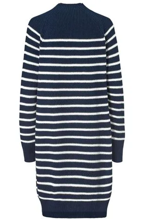 Tchibo Gestreiftes Strickkleid mit Knopfdetail - Damen - Gr. XL - dunkelblau/gestreift