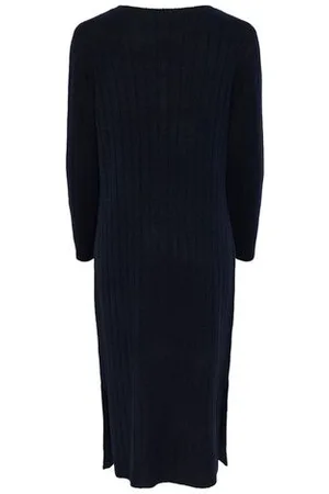 Tchibo Geripptes Strickkleid - Damen - Gr. L - dunkelblau