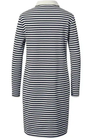 Tchibo Gestreiftes Sweatkleid mit Polokragen - Damen - Gr. M - dunkelblau/gestreift