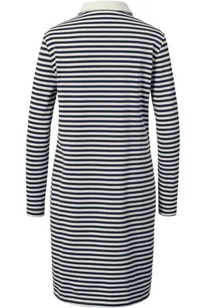 Tchibo Gestreiftes Sweatkleid mit Polokragen - Damen - Gr. S - dunkelblau/gestreift