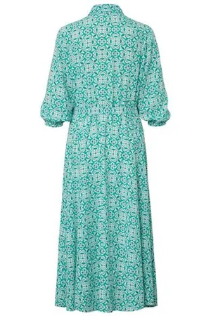 Tchibo Hemdblusenkleid mit Alloverprint - Damen - Gr. 36 - weiß/print