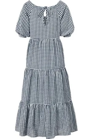 Tchibo Kariertes Maxikleid - Damen - Gr. 44 - dunkelblau/kariert