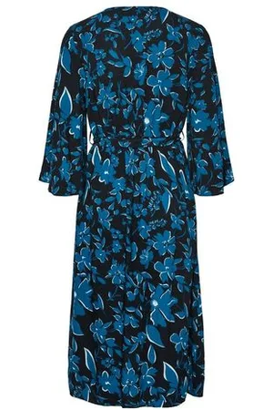 Tchibo Kleid mit Print - Damen - Gr. 38 - dunkelblau/geblümt
