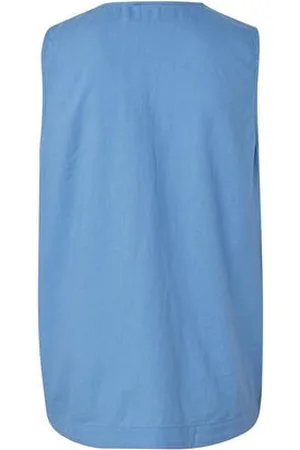 Tchibo Ärmellose Leinenbluse - Damen - Gr. 42 - hellblau