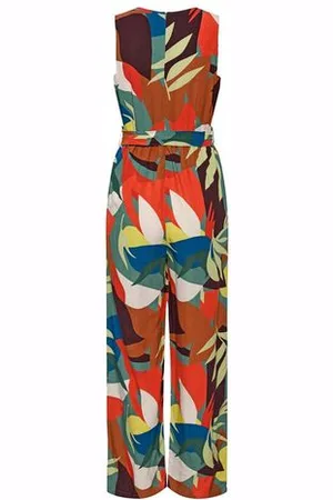 Tchibo Jumpsuit mit Gürtel - Damen - Gr. 40 - mehrfarbig