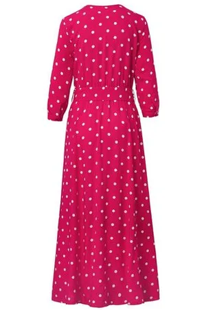 Tchibo Gepunktetes Kleid in Wickeloptik - Damen - Gr. 42 - weiß/gepunktet