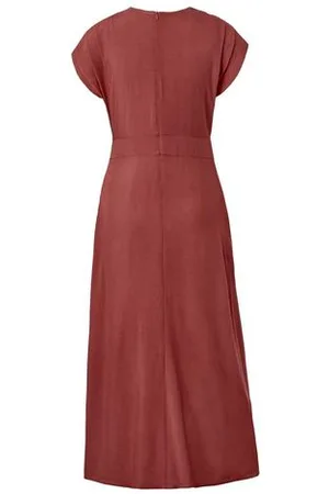 Tchibo Kleid mit V-Ausschnitt - Damen - Gr. 34 - rostrot