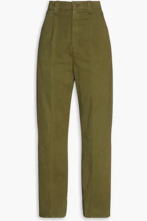 Sandro Hose mit geradem Bein aus Baumwoll-Twill - Grün - FR 40