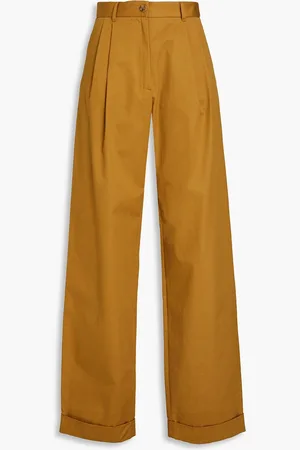 Bally Plissierte Hose mit weitem Bein aus Baumwoll-Twill - Braun - IT 36