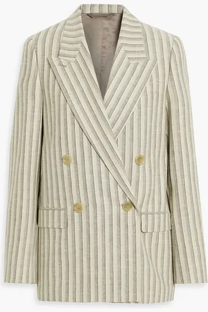 Acne Studios Doppelreihiger Blazer aus Tweed aus einer Woll-Baumwollmischung mit Streifen - Grau - DE 30