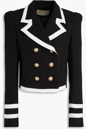 Elie saab Doppelreihiger Cropped Blazer aus Crêpe mit Verzierung - - FR 40