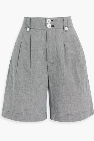 ALEX MILL Plissierte Shorts aus einer Baumwoll-Leinenmischung mit Hahnentrittmuster - - US 4