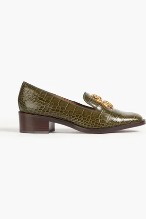 Tory Burch Eleanor Pumps aus Leder mit Krokodileffekt und Verzierung - Grün - US 10.5
