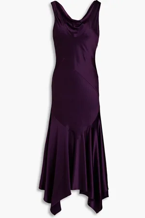 Nicholas Asymmetrisches Midikleid aus Satin mit Drapierung - Lila - US 8