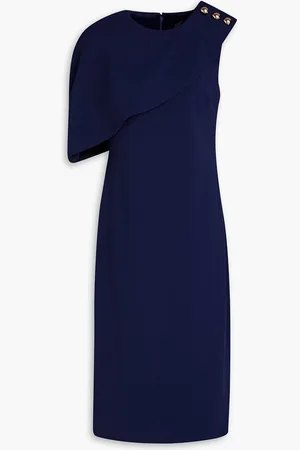 Badgley Mischka Midikleid aus Crêpe mit Zierknöpfen - Blau - US 6