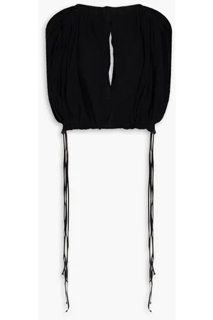 Caravana Oberteil aus Baumwollgaze mit Lederbesatz und Cut-outs - - ONESIZE
