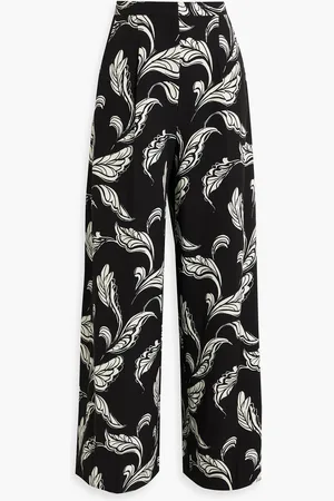 AMUR Bedruckte Hose mit weitem Bein aus Crêpe mit Falten - - US 4